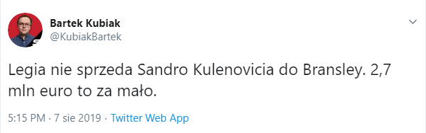 DECYZJA władz Legii w sprawie Kulenovicia
